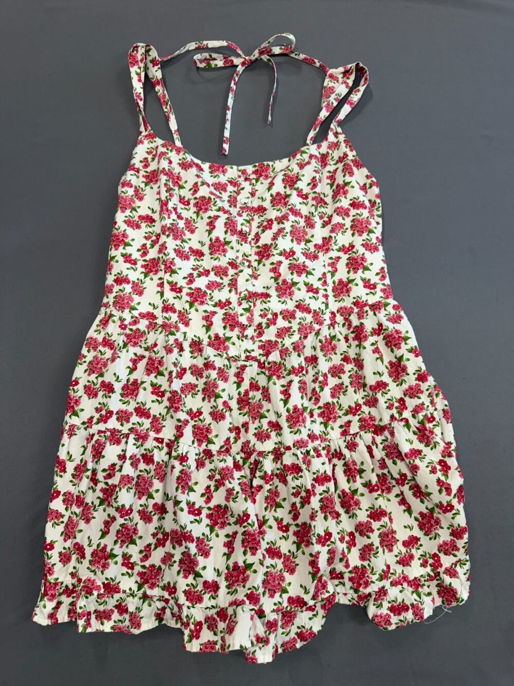 Wild Fable Womens XXL Floral Romper White Pink Ruffle Trim Boho Cottagecore